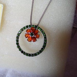 Chrome Diopside & Spessartite Garnet Necklace